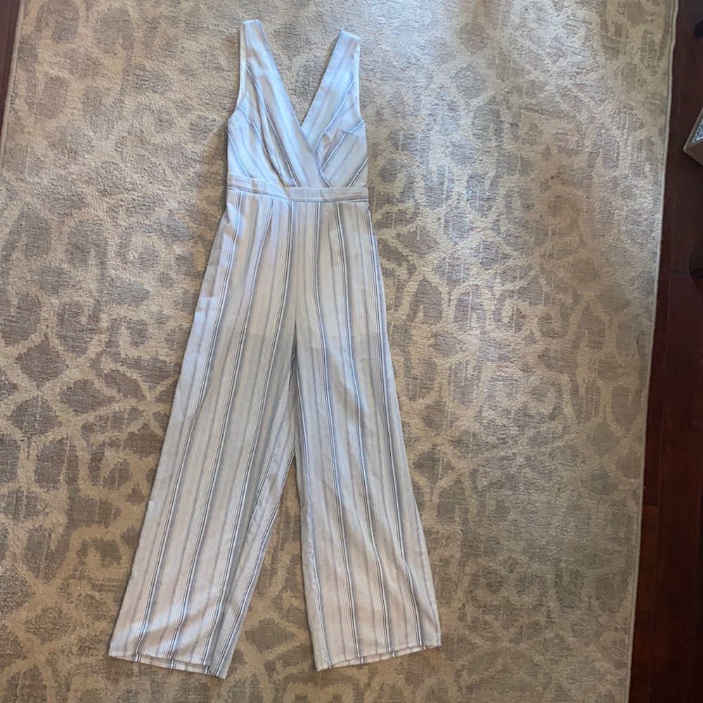 CREAM JUMPSUIT WITH COLORFUL STRIPES